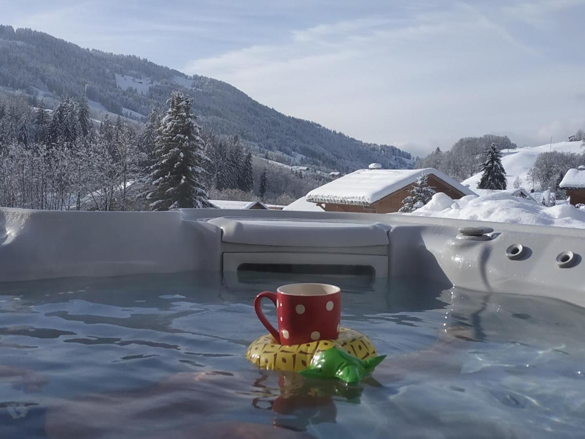 A4 Km De Megeve Tres Joli Studio Avec Jacuzzi ,Vue Sur Les Montagnes Au Calme Praz-sur-Arly Luaran gambar